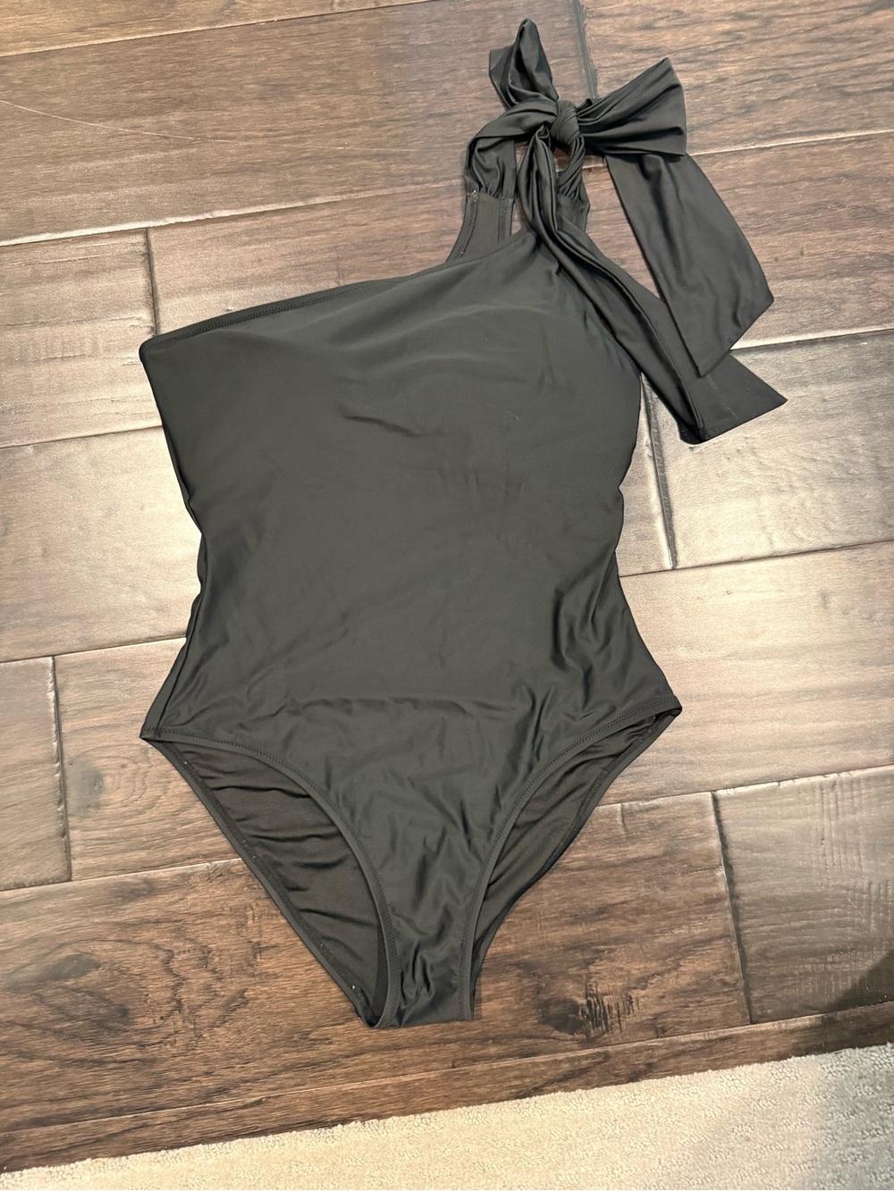 J. Crew Black One-Shoulder One-Piece Swimsuit with Bow
